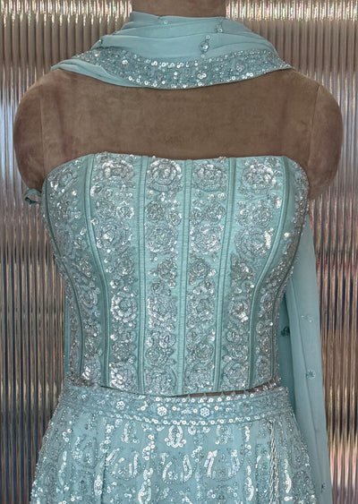 Sea Green Corset Lehenga