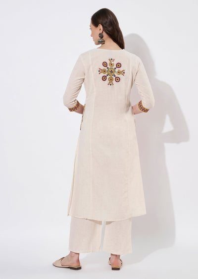 Beige Cotton Straight cut set