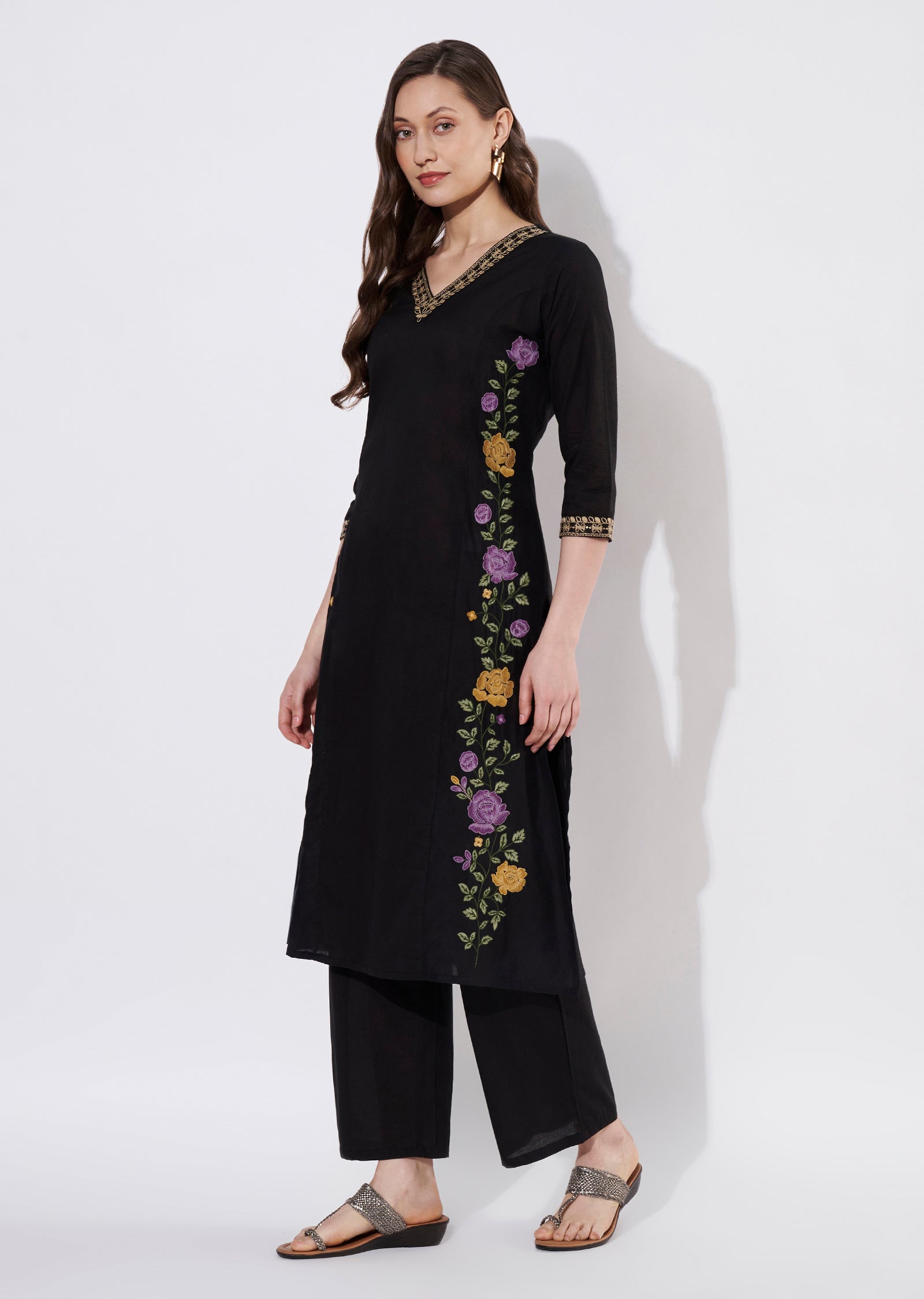 Black Cotton Straight cut set