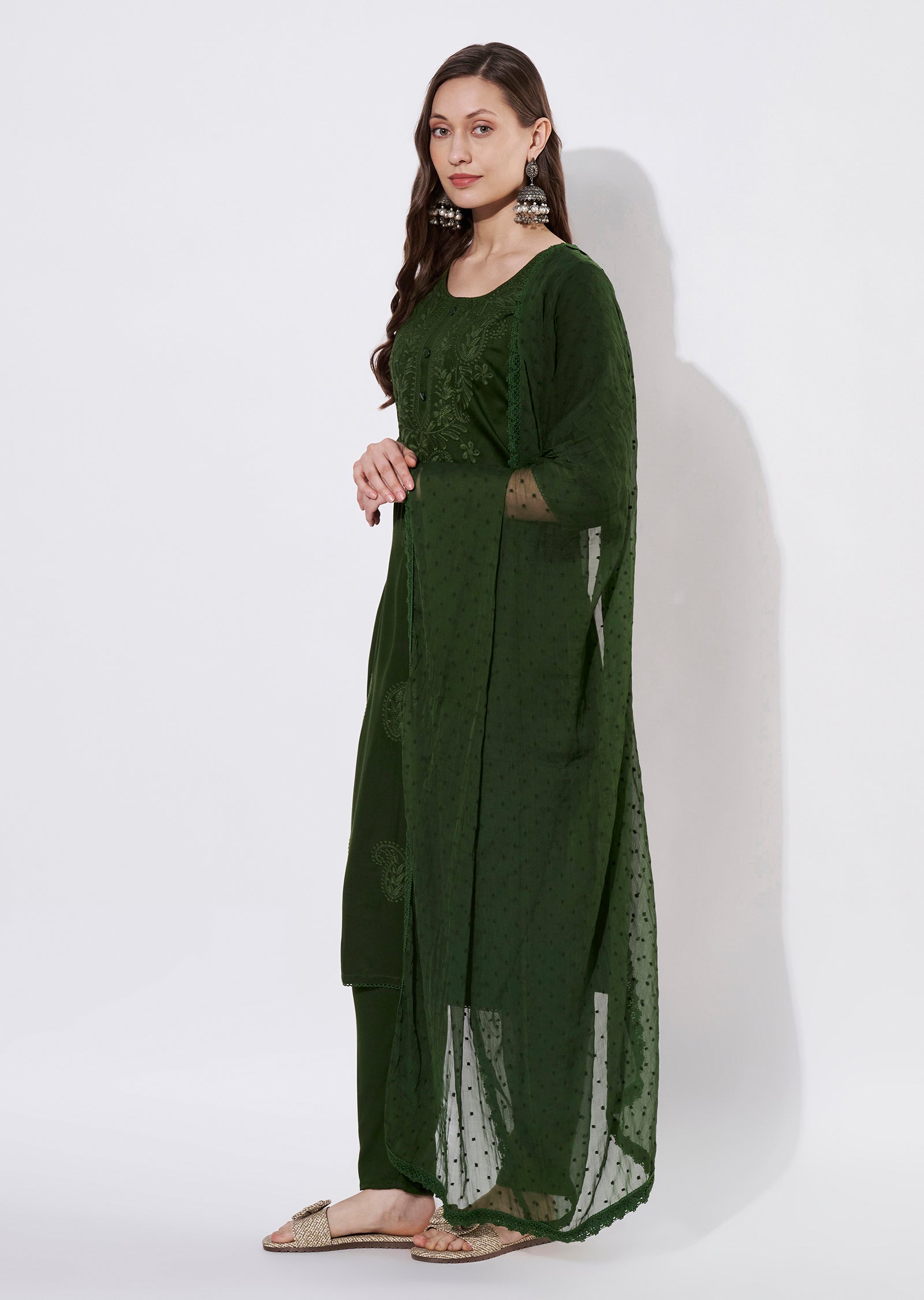 Bottle Green Silk Straight cut suit