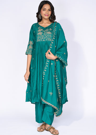 Green Silk Anarkali Suit