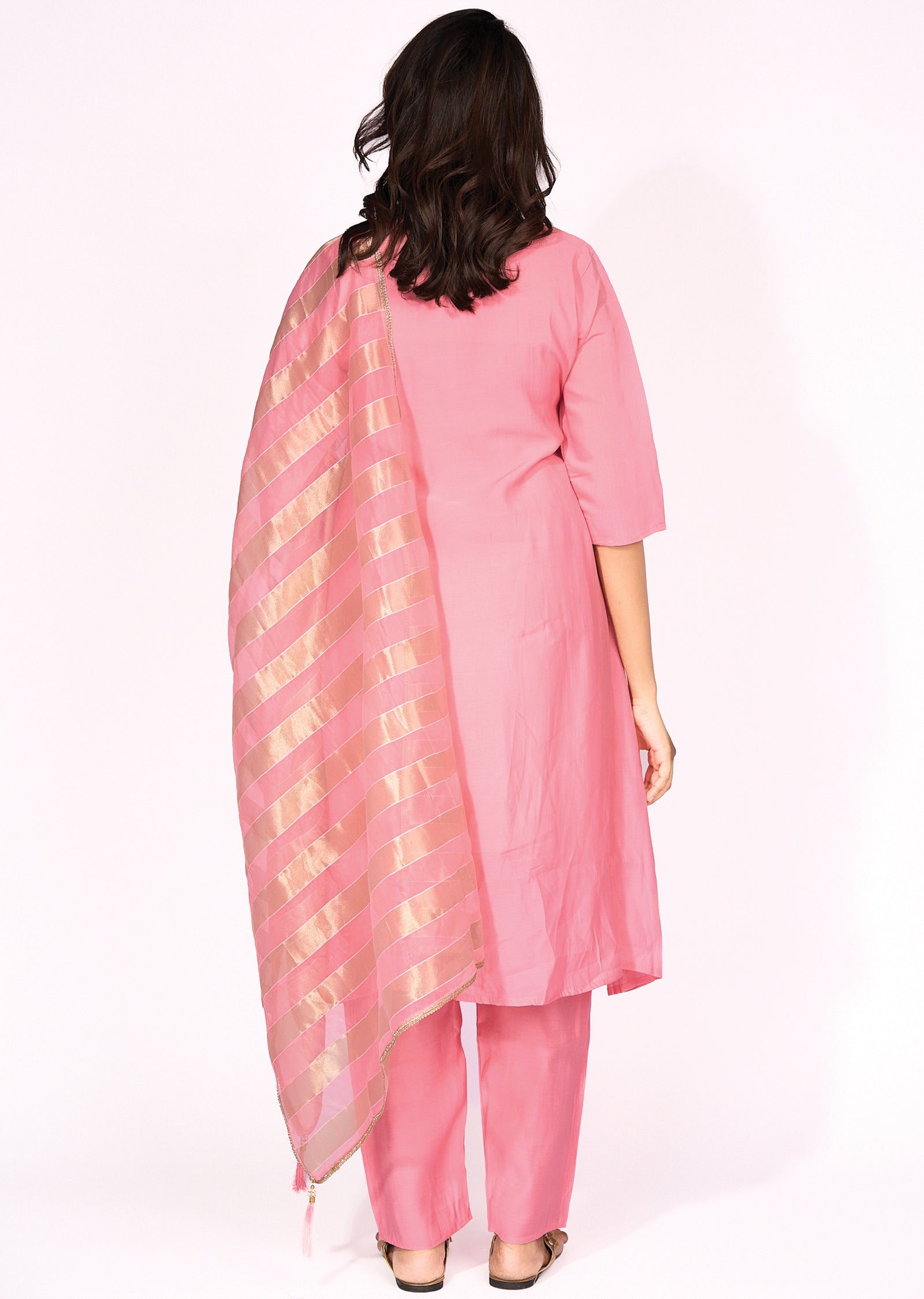 Pink Mul Chanderi Anarkali Suit