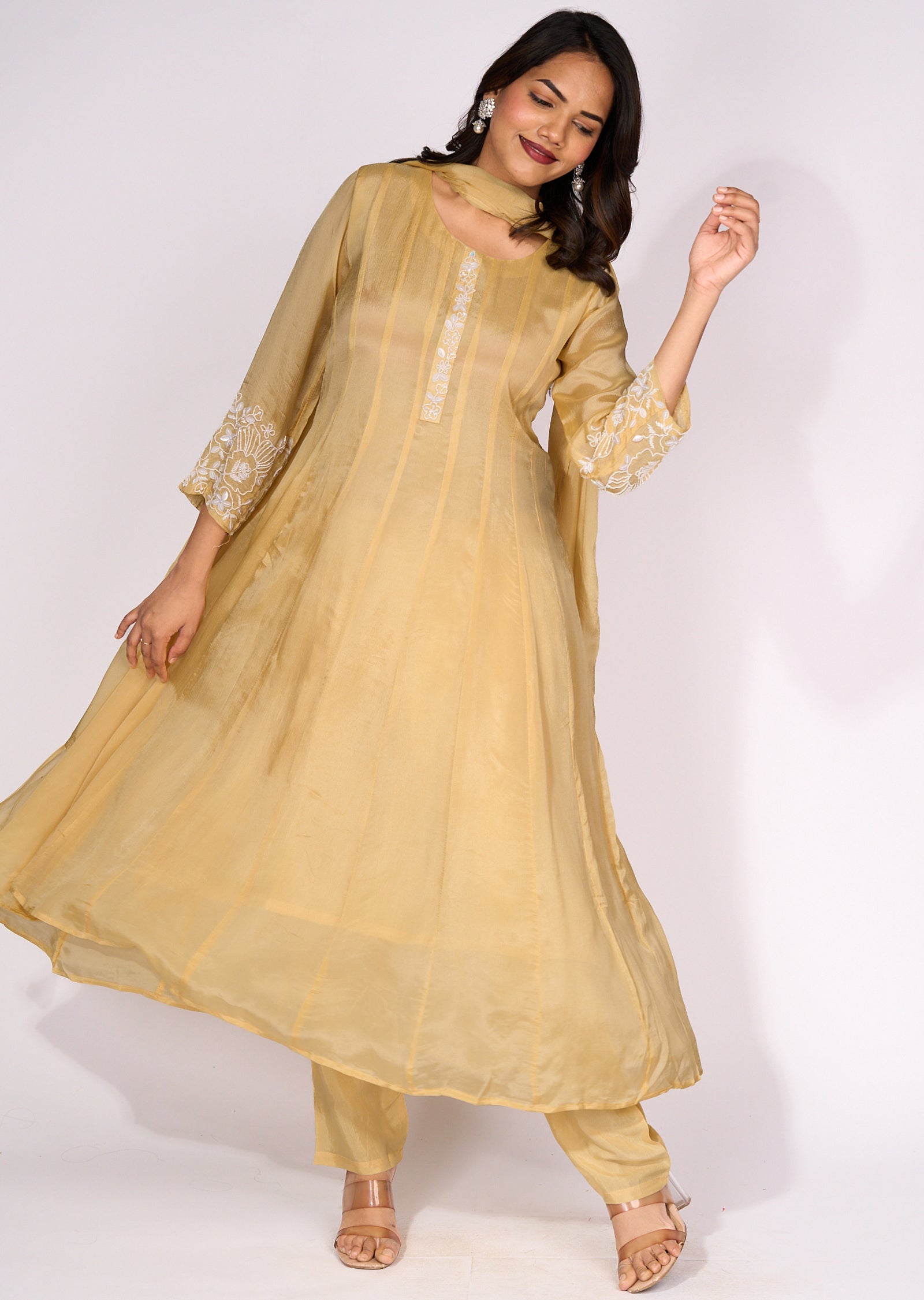 Yellow Silk Anarkali Suit