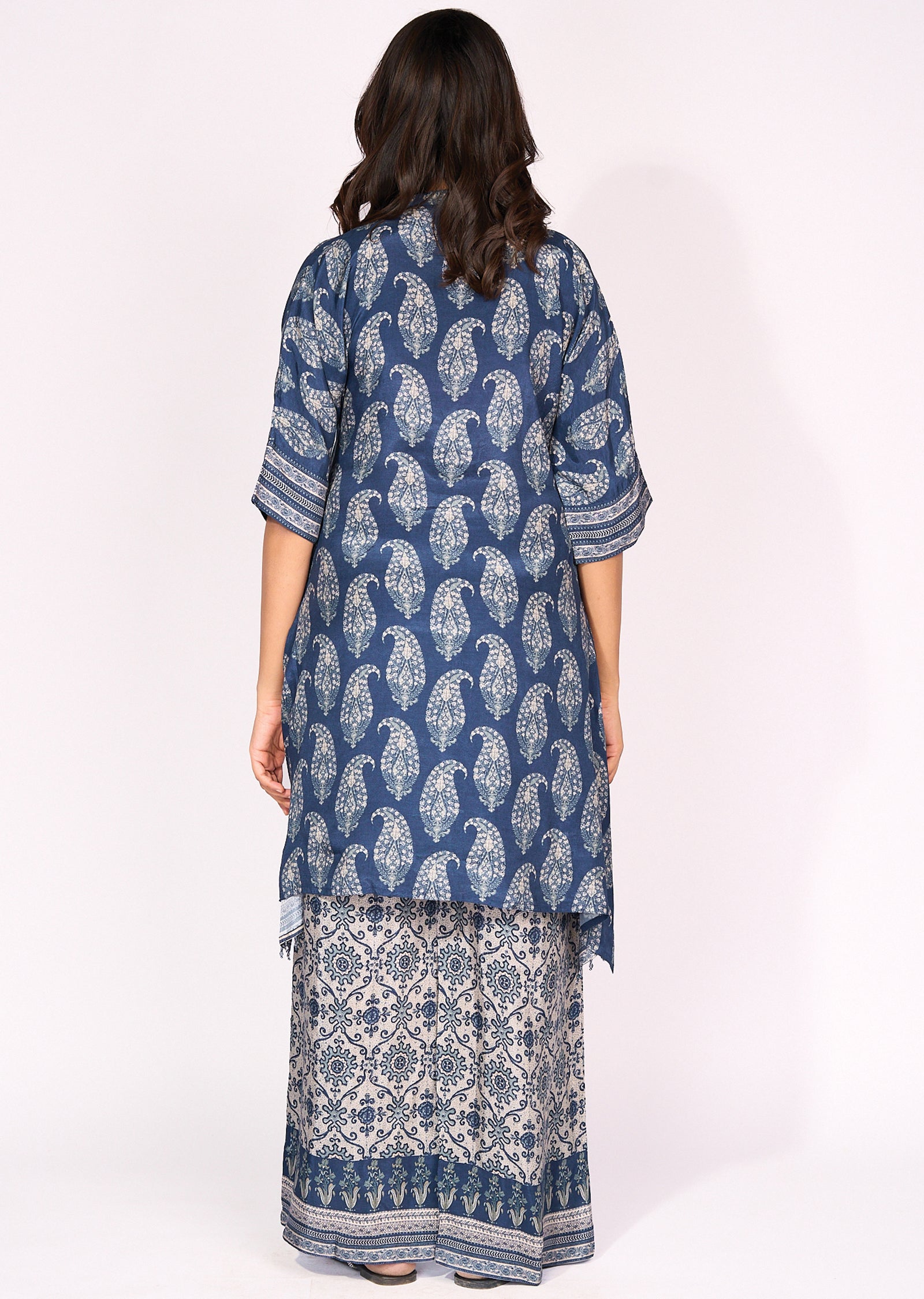 Blue Crepe Sharara Set