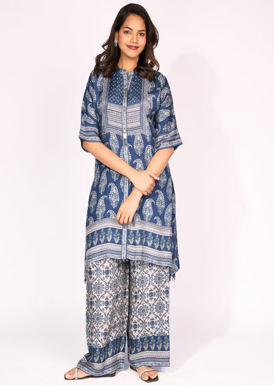 Blue Crepe Sharara Set