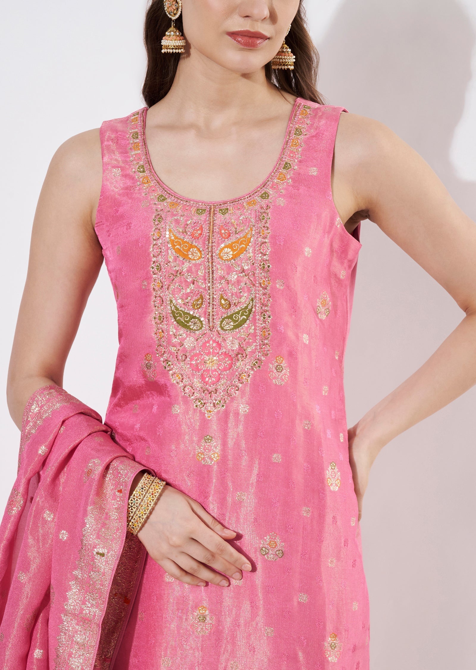 Pink Tissue Straight cut suit