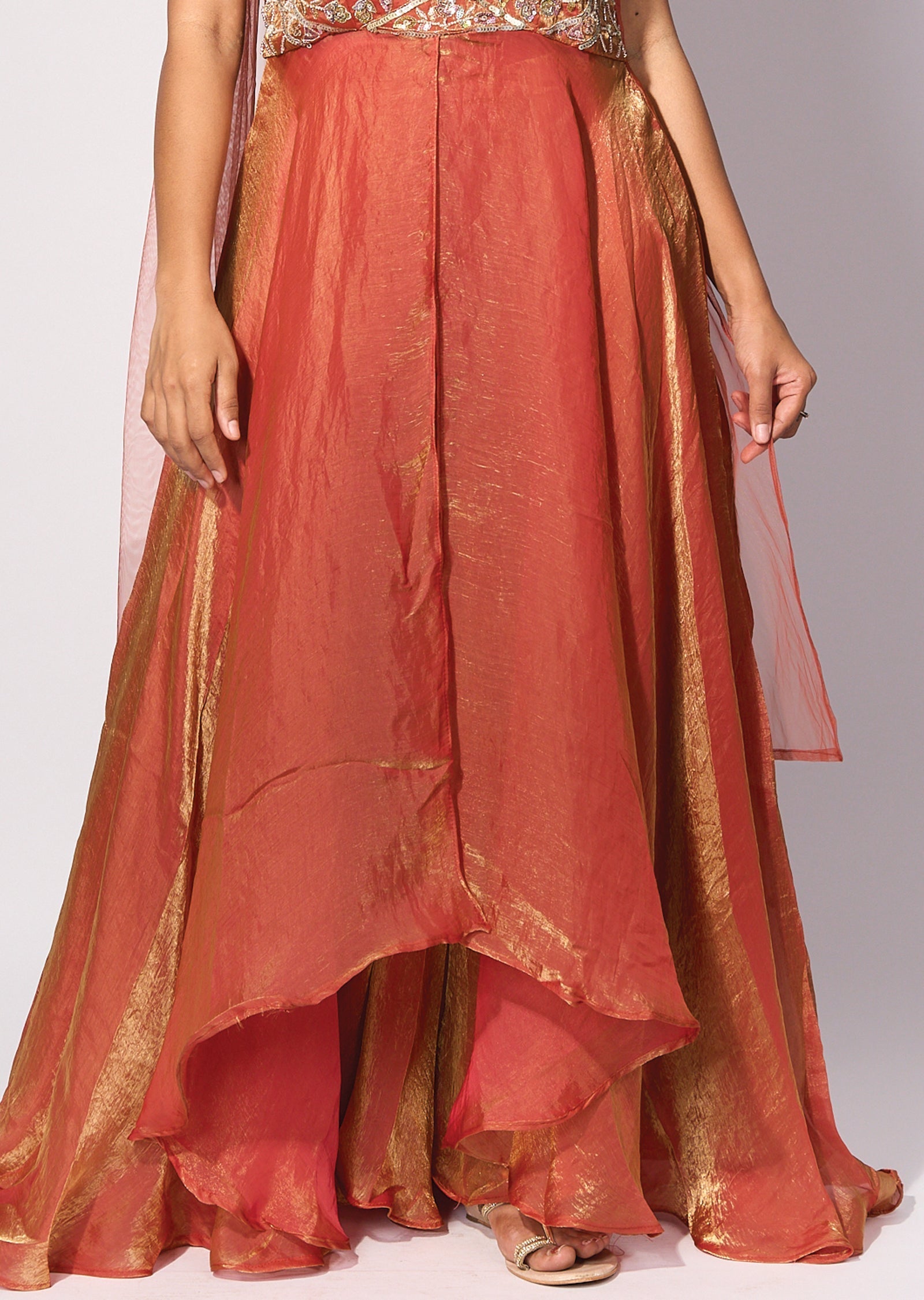 Rust Front slit Anarkali Suit