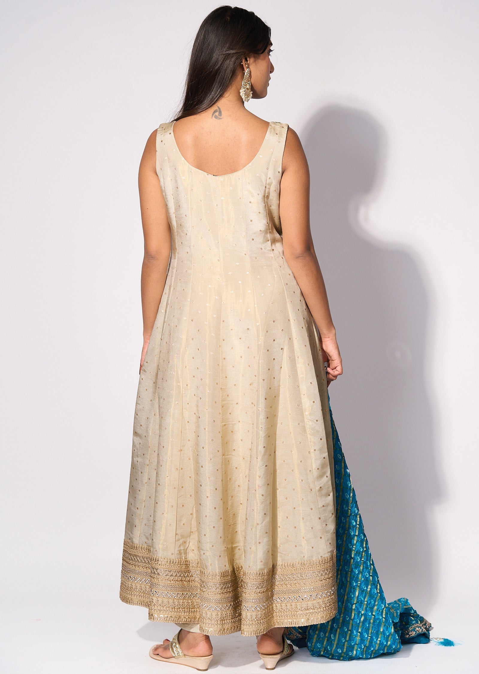Rama blue Tissue Anarkali
