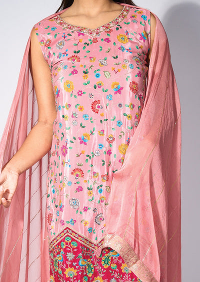 Onion Pink Straight cut kurti Set