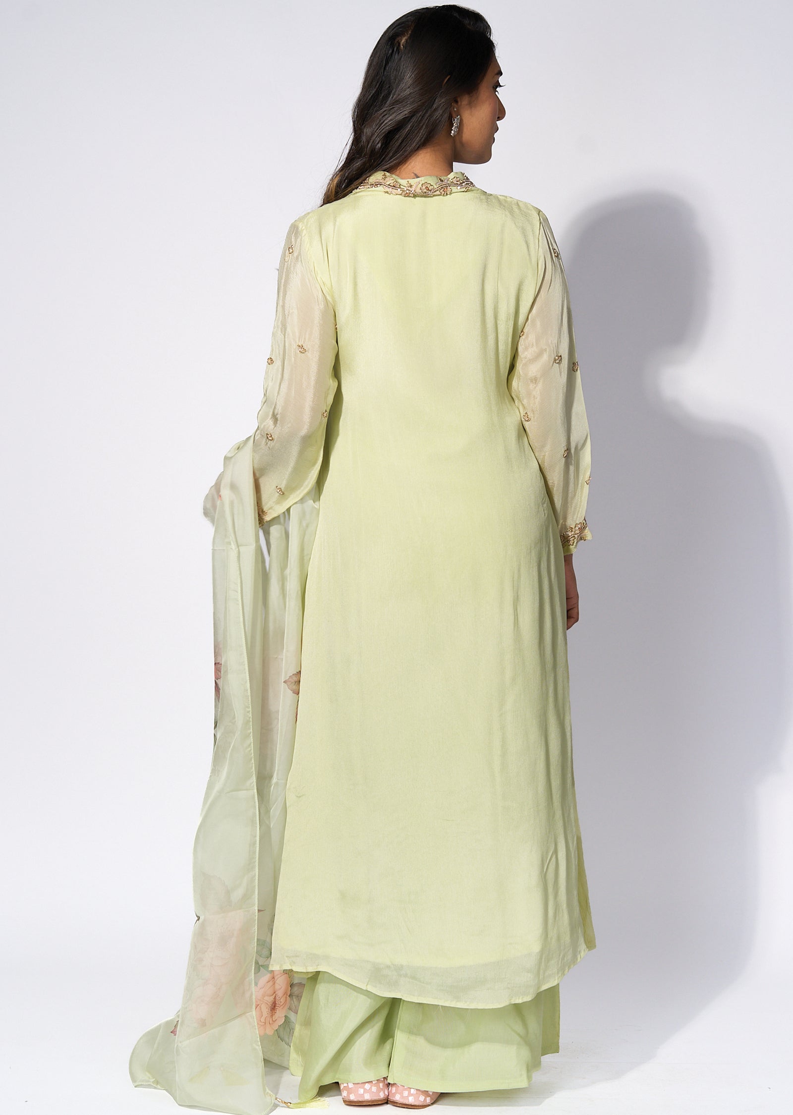 Light Green Chinnon Anarkali