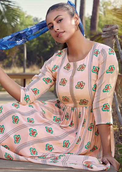 Pink Chinnon Long Kurti