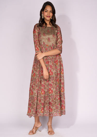 Brown Chinnon Long Kurti