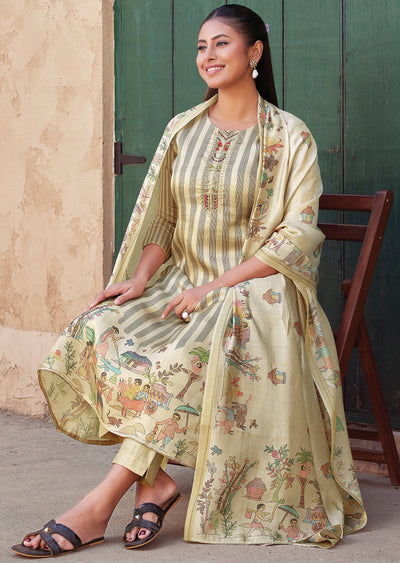 Beige Tussar Anarkali