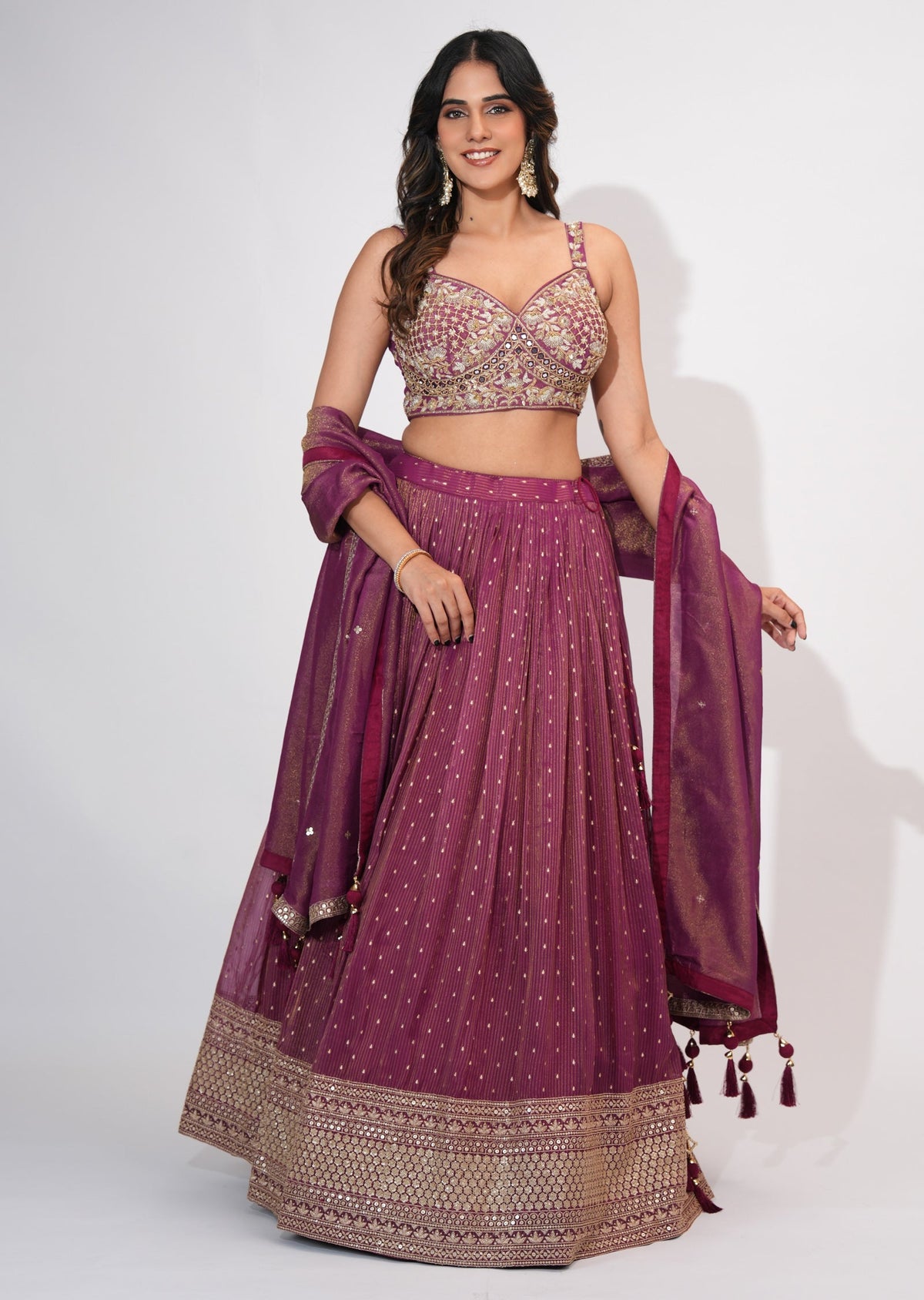 Wine Tissue Crop top Set