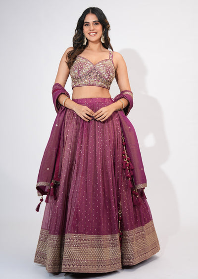Wine Tissue Crop top Set