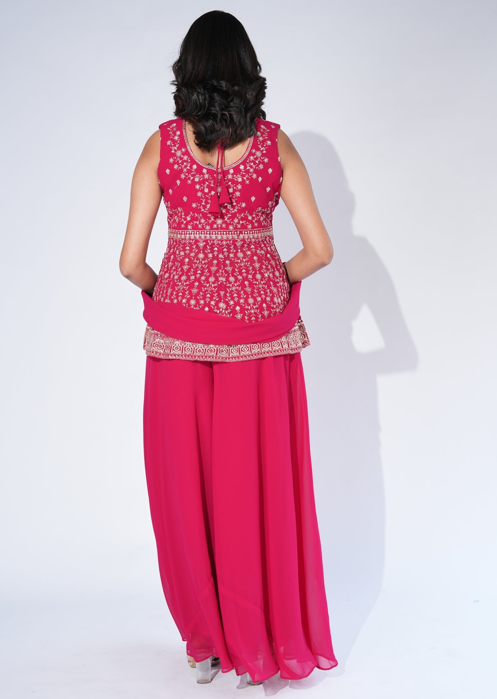 Pink Georgette Sharara Set