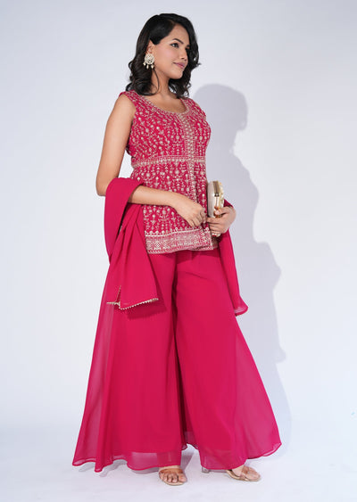 Pink Georgette Sharara Set