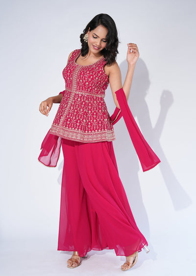 Pink Georgette Sharara Set