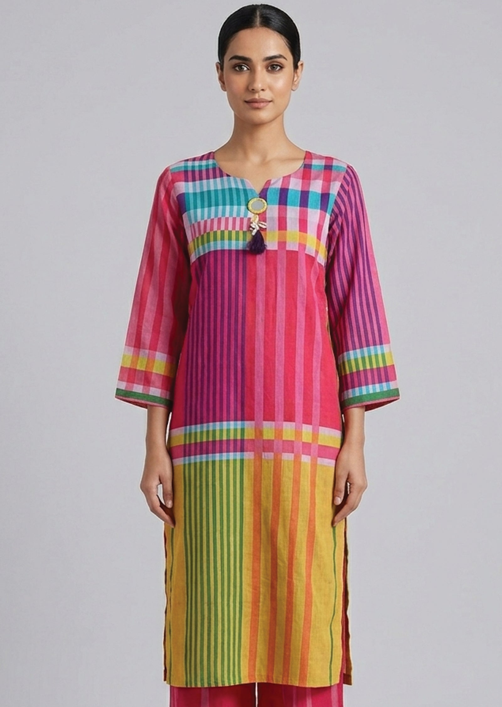 Multi Cotton Straight cut Kurti set