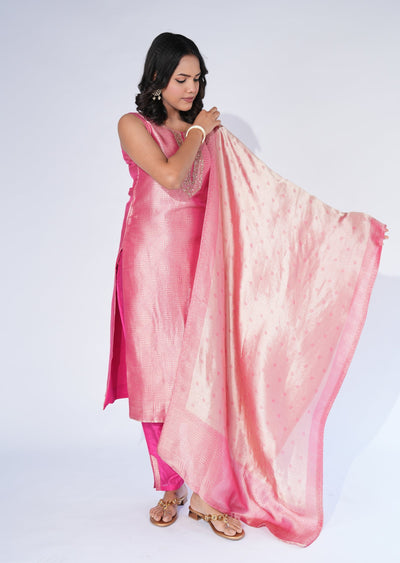 Pink Tissue Straight cut Suit