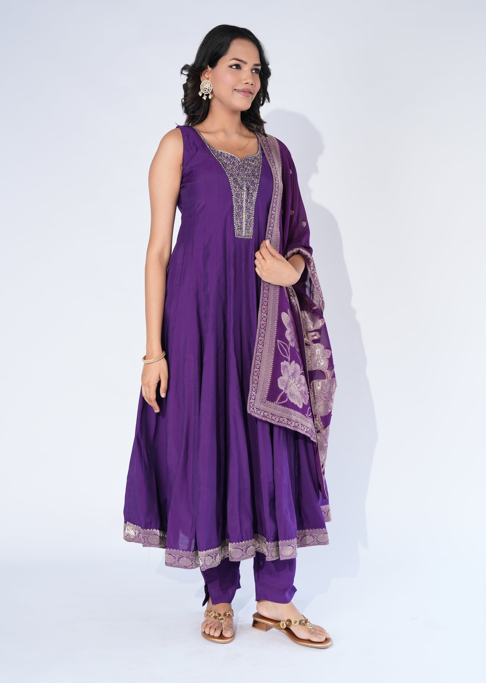 Purple Silk Anarkali Suit