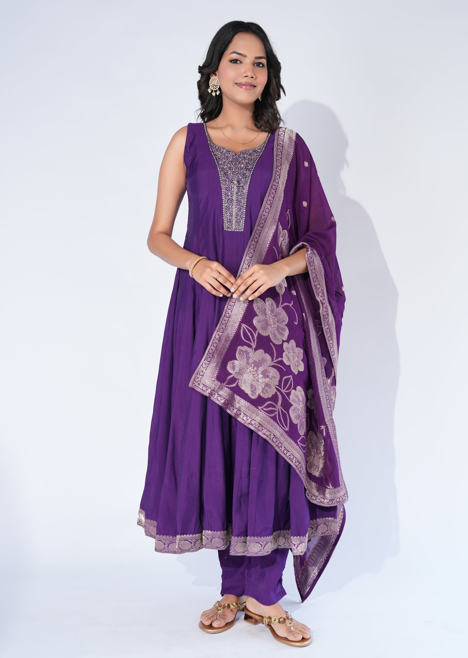 Purple Silk Anarkali Suit