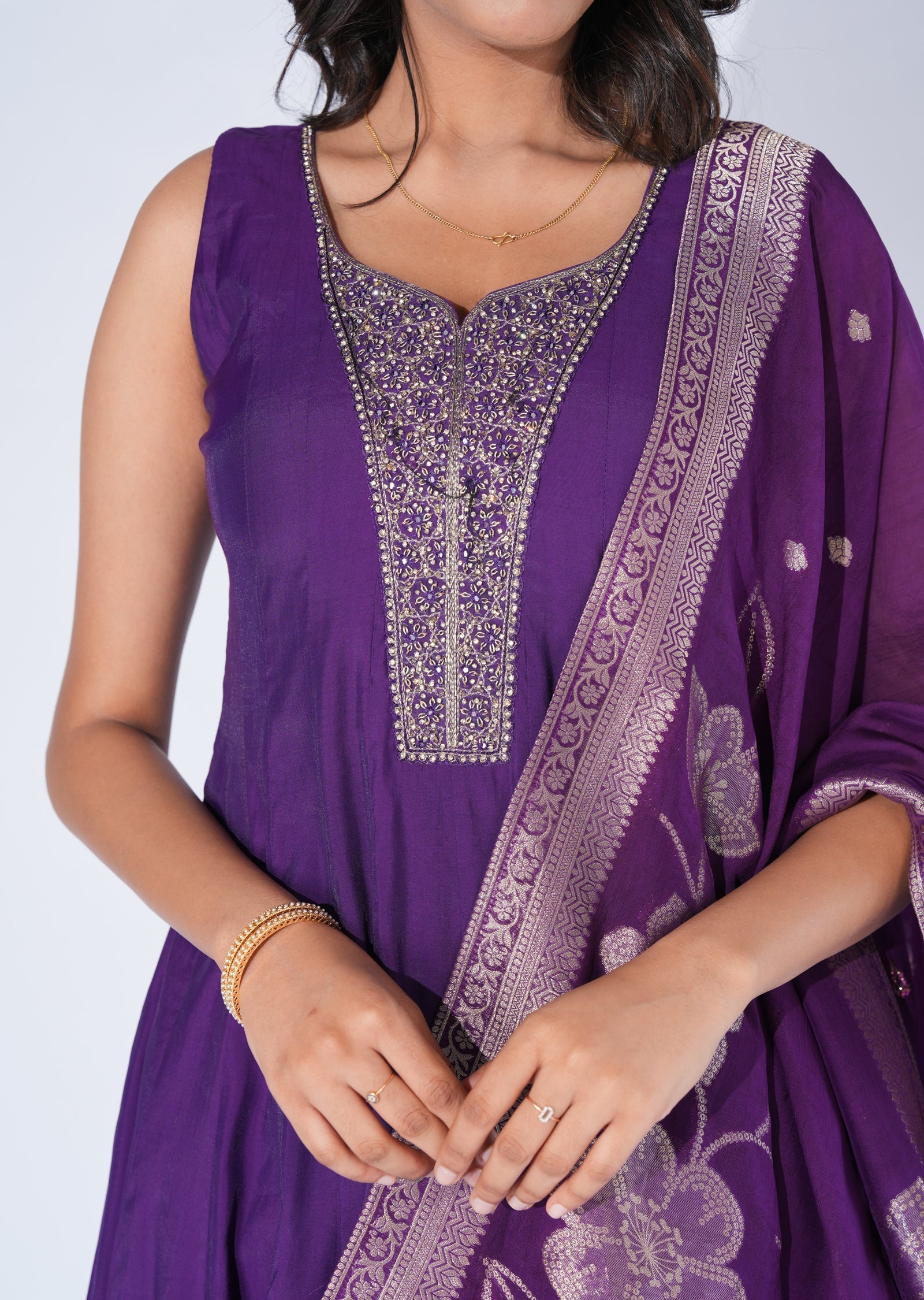 Purple Silk Anarkali Suit