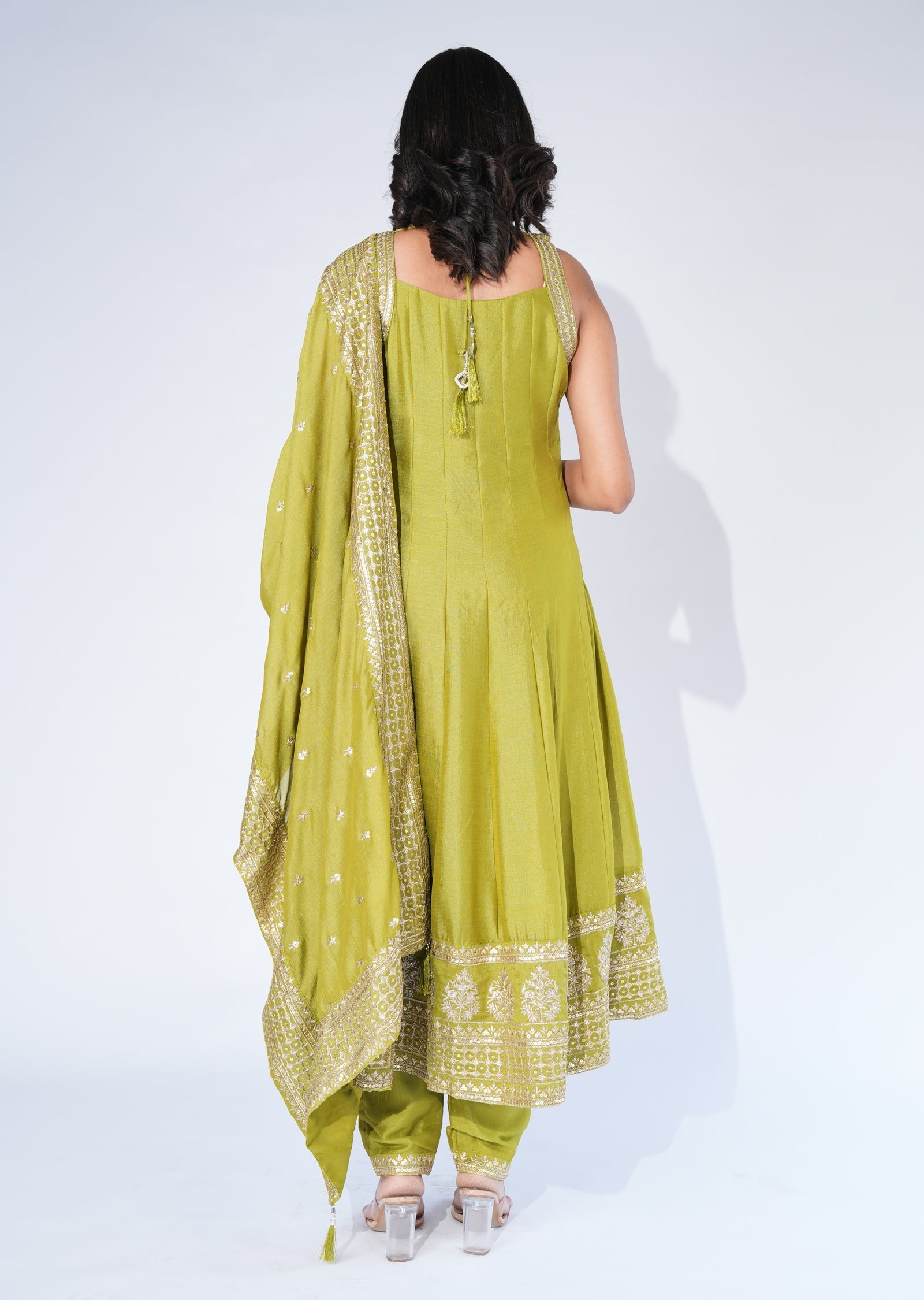 Green Silk Anarkali Suit