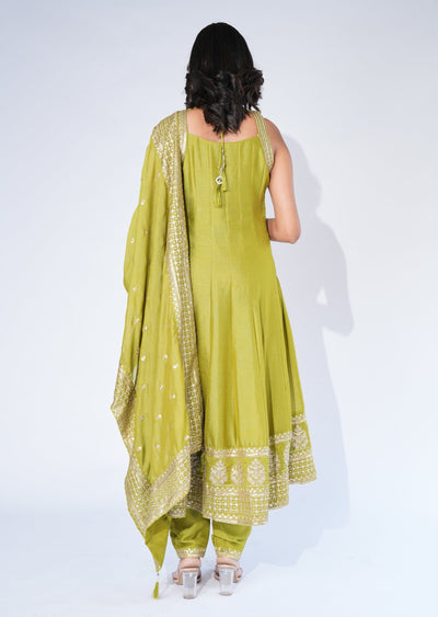 Green Silk Anarkali Suit
