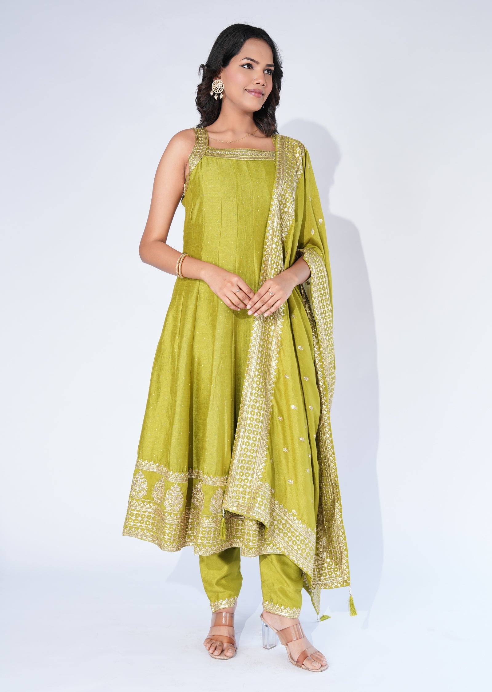 Green Silk Anarkali Suit