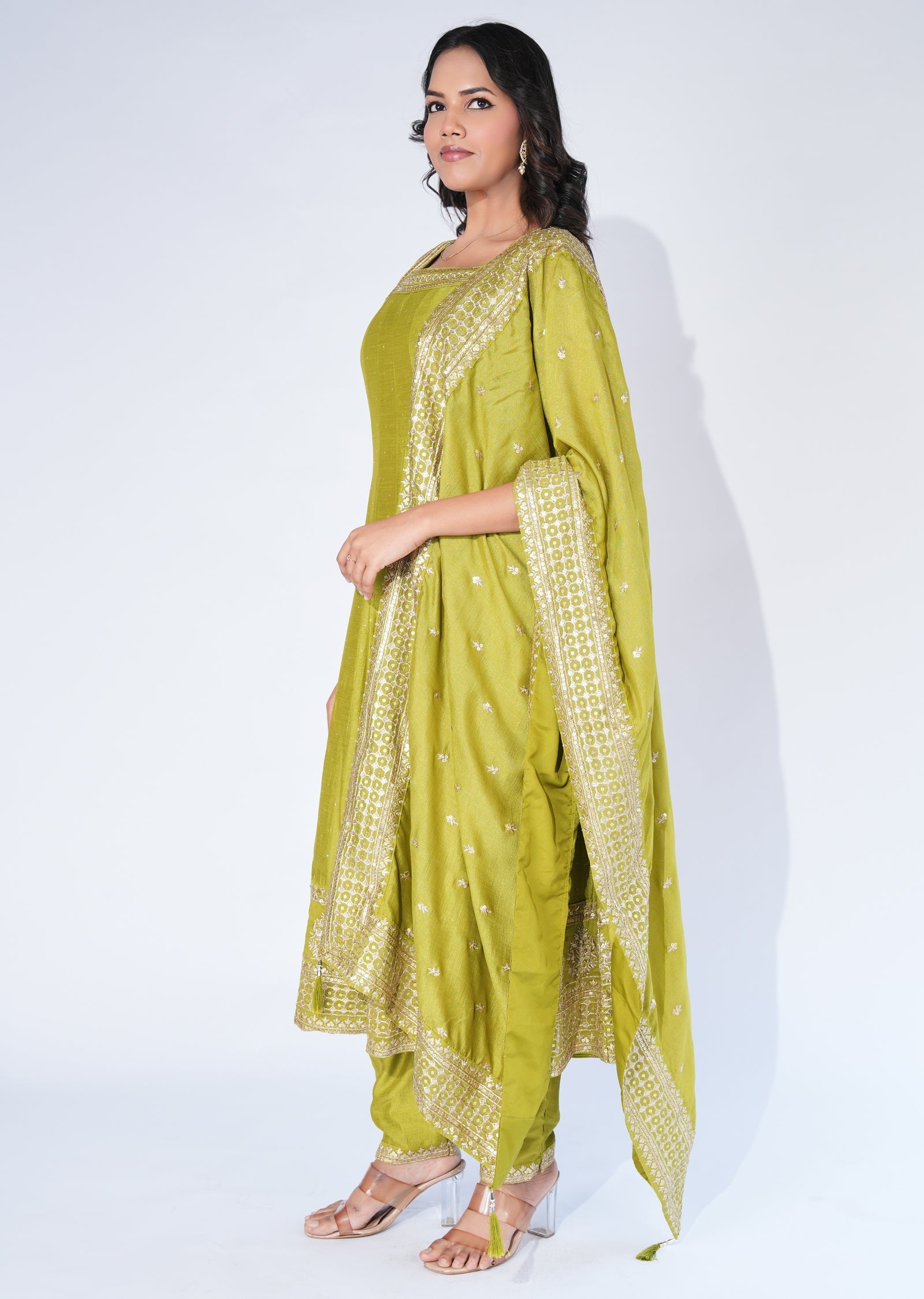 Green Silk Anarkali Suit