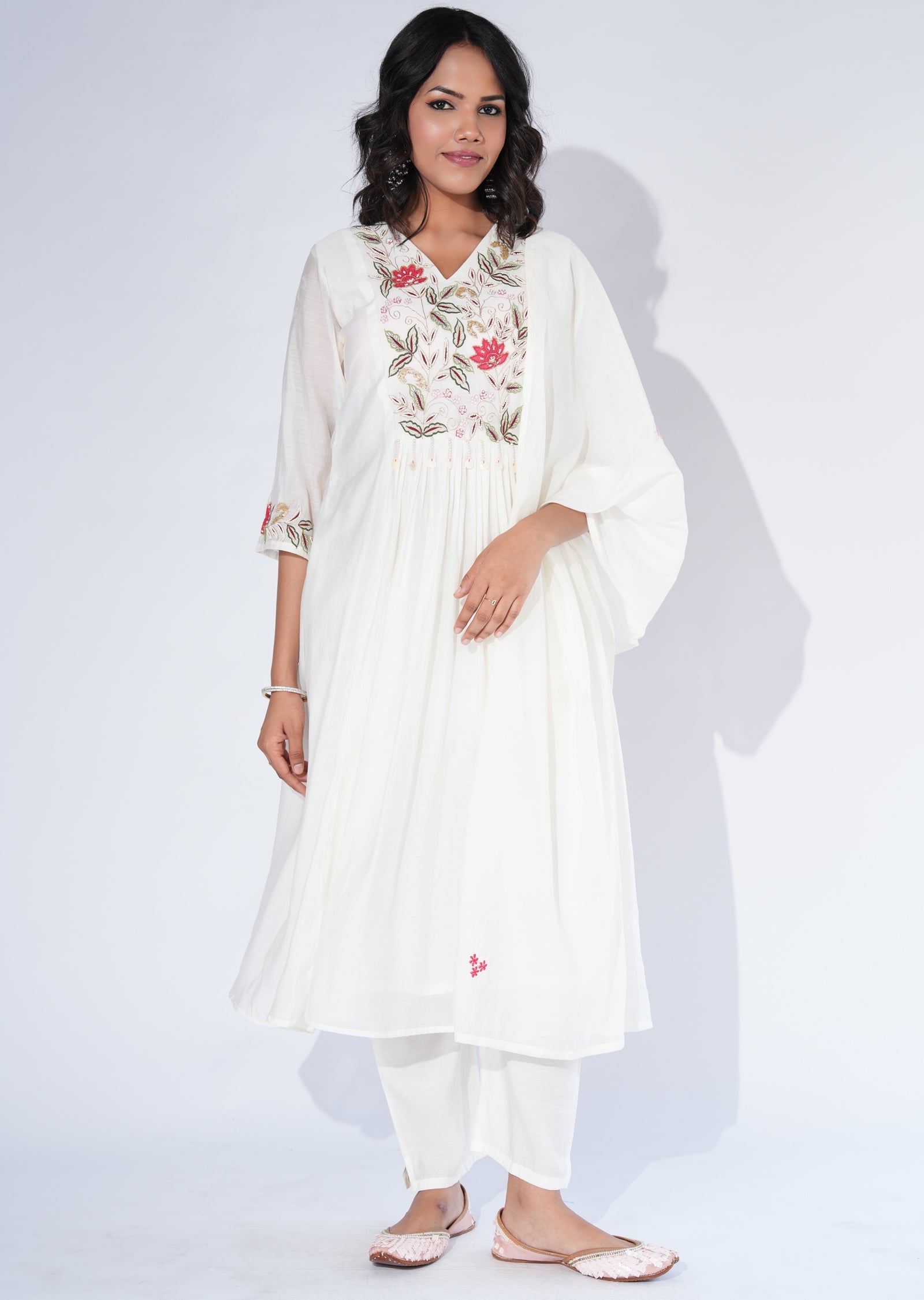 White Crepe Anarkali Suit