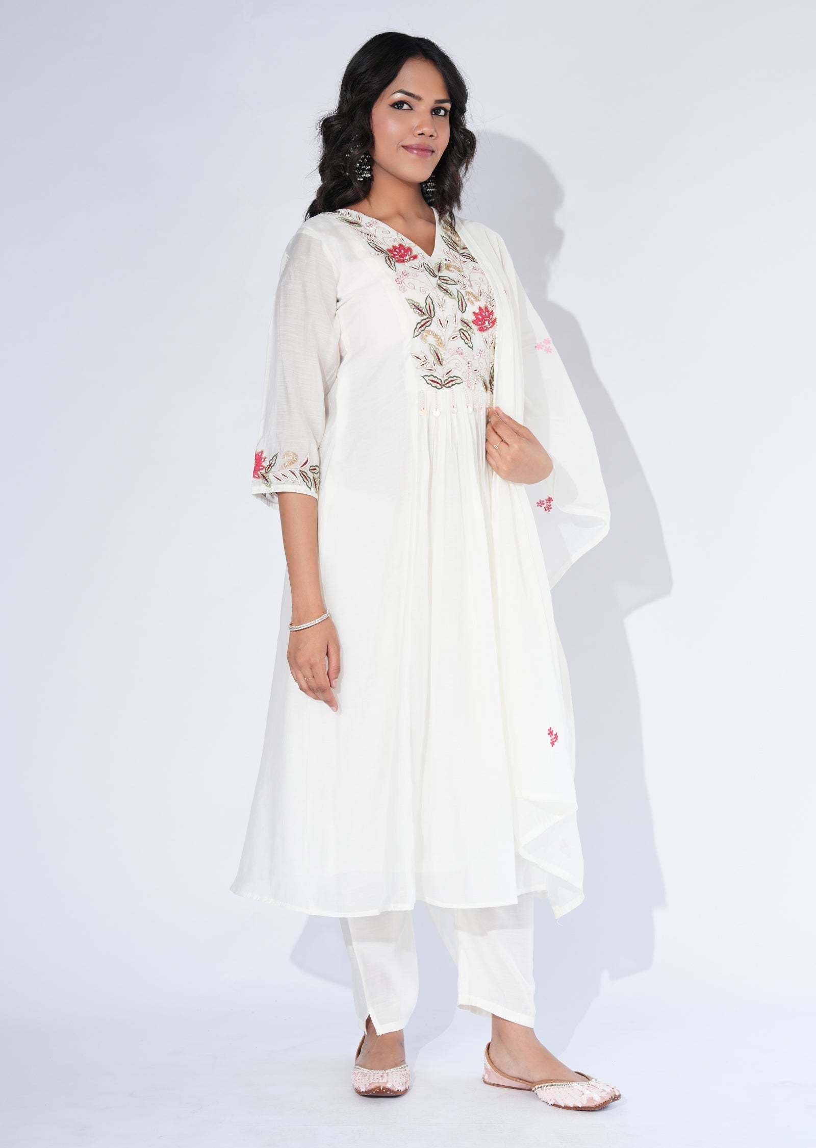 White Crepe Anarkali Suit