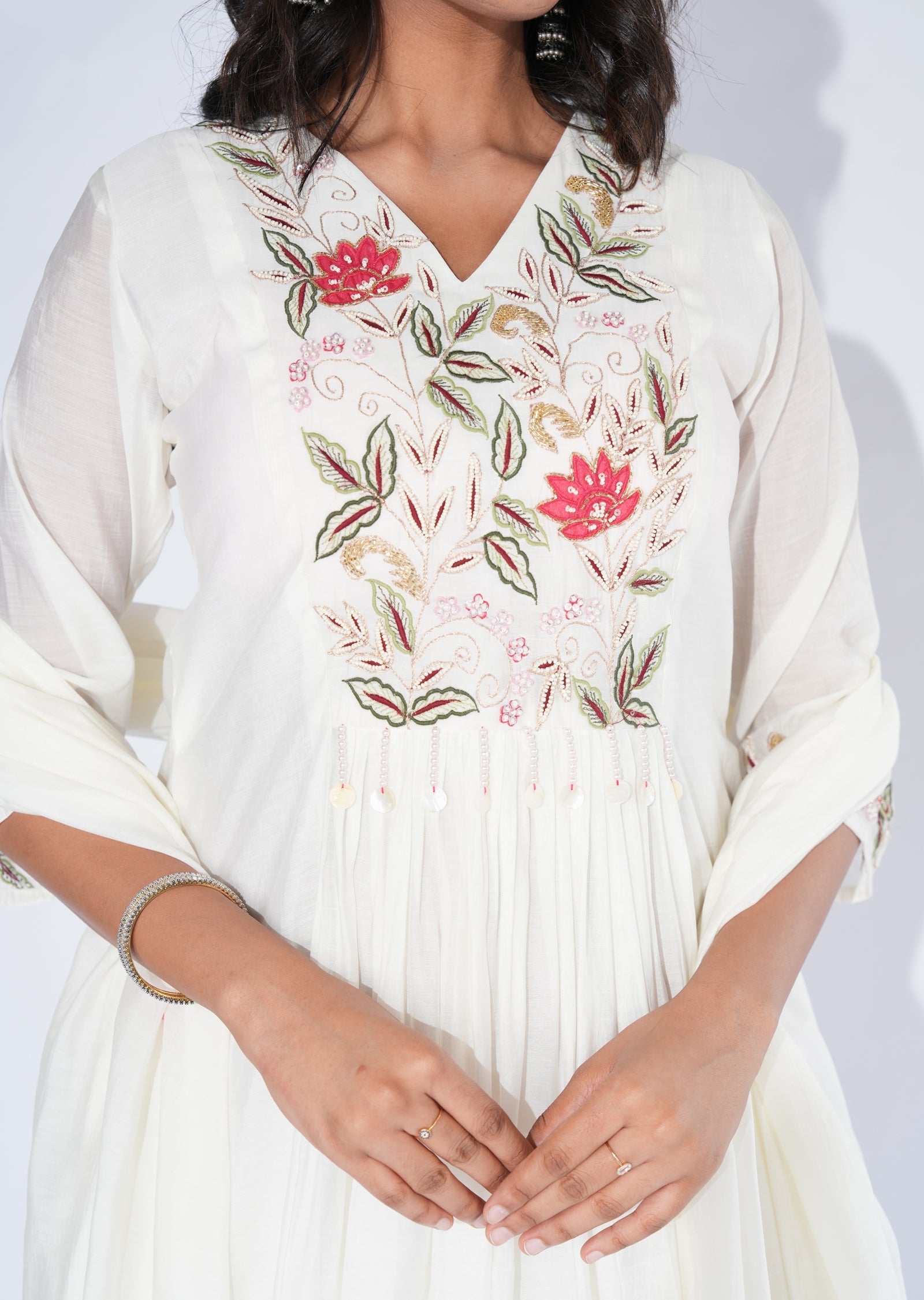 White Crepe Anarkali Suit