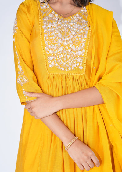 Mustard Silk Anarkali Suit