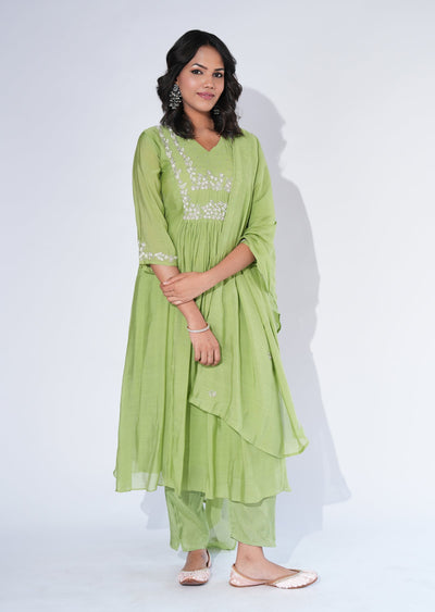 Green Silk Anarkali Suit