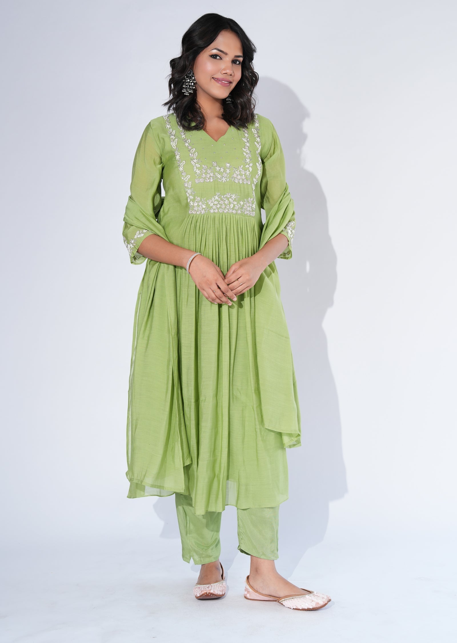 Green Silk Anarkali Suit