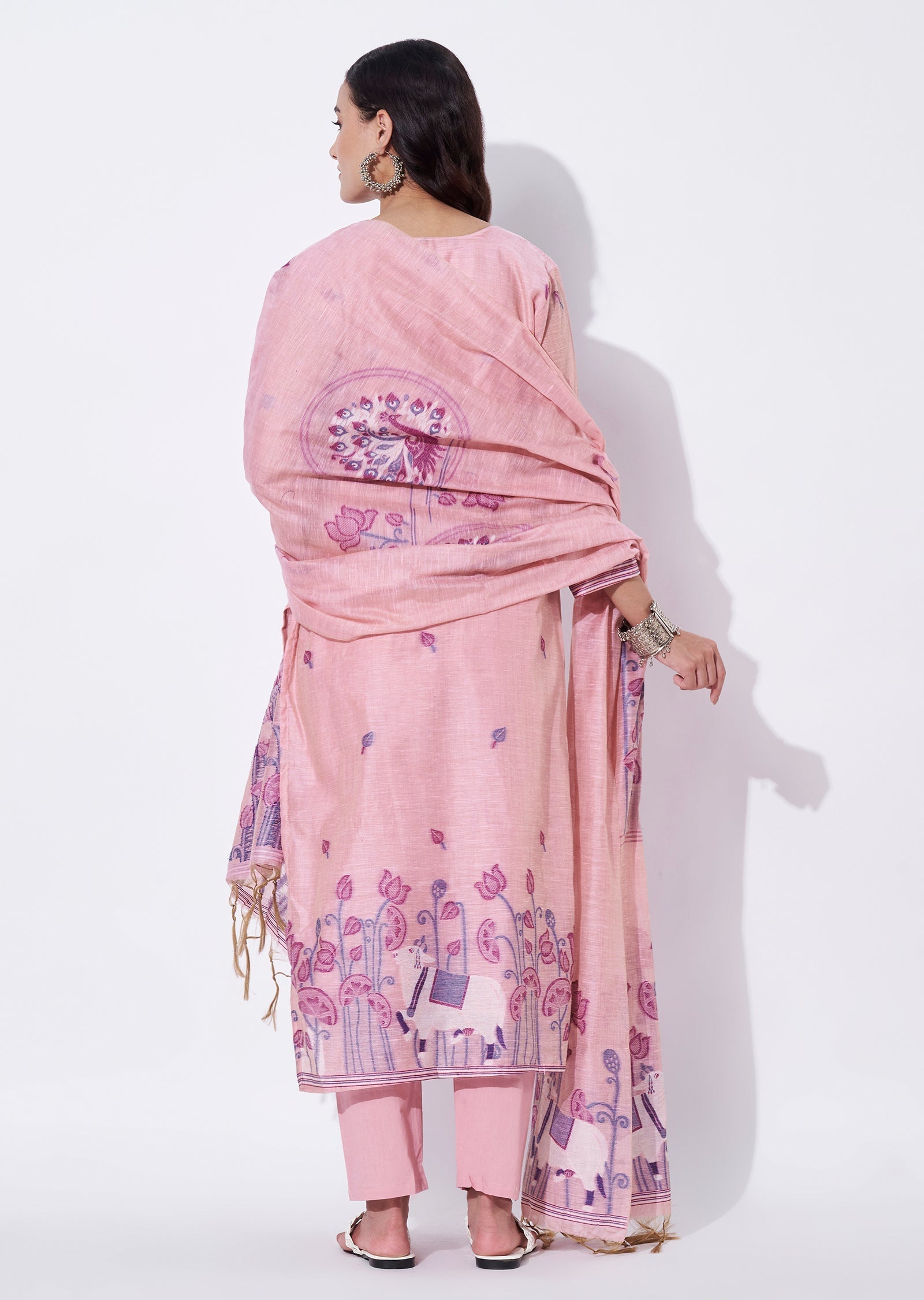 Pink Chanderi Straight cut Suit