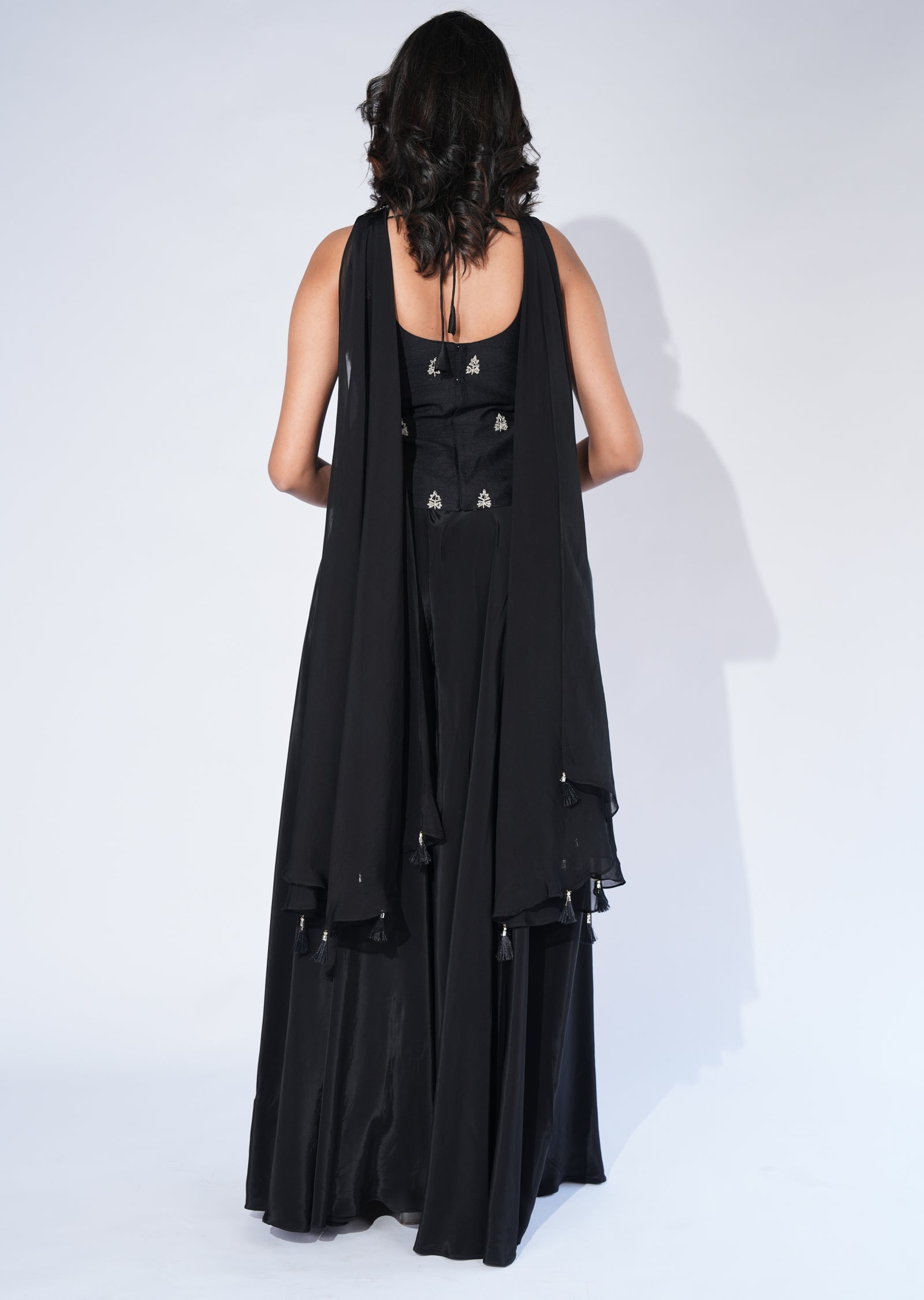 Black Crepe Sharara Set