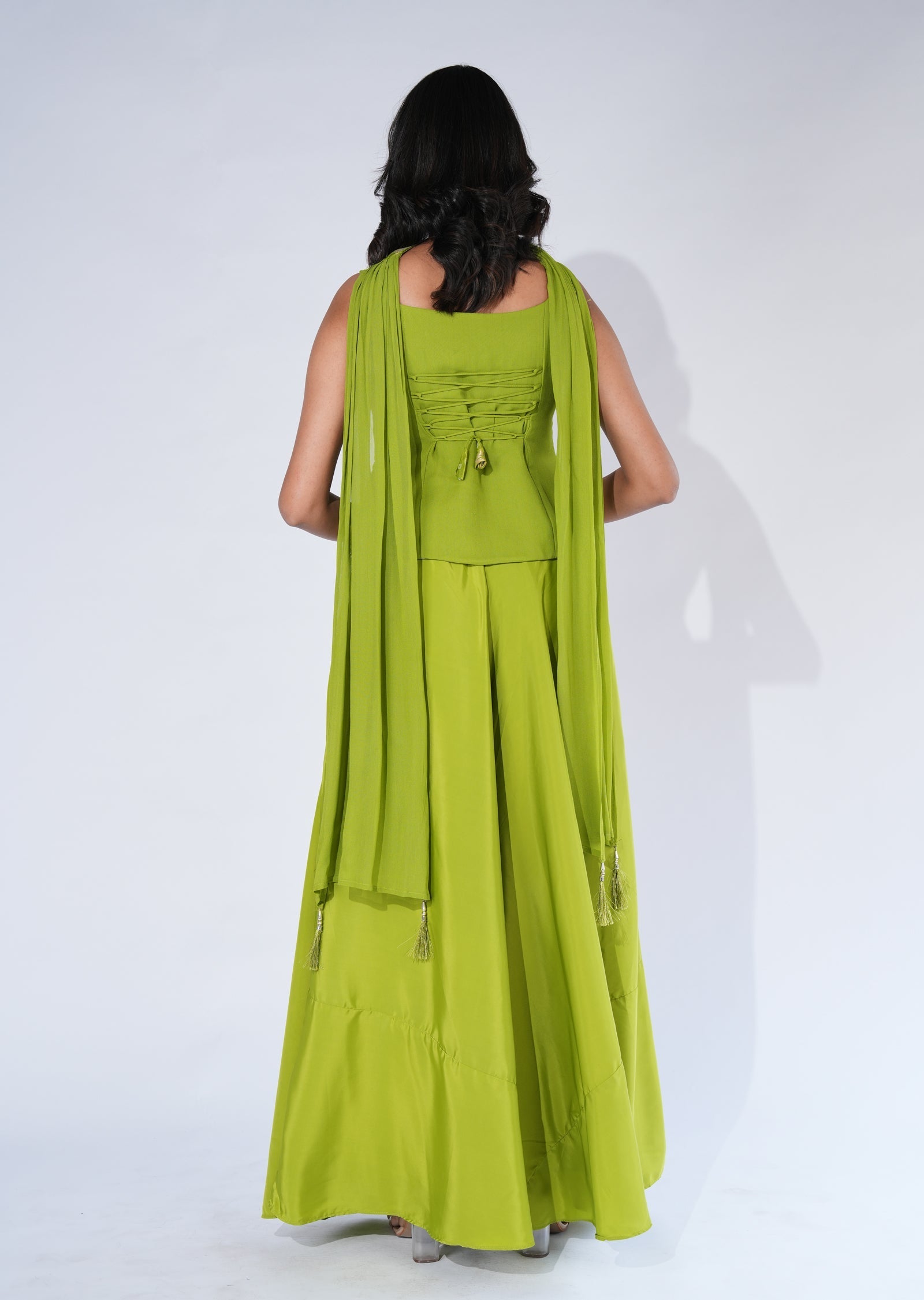Green Georgette Sharara Set