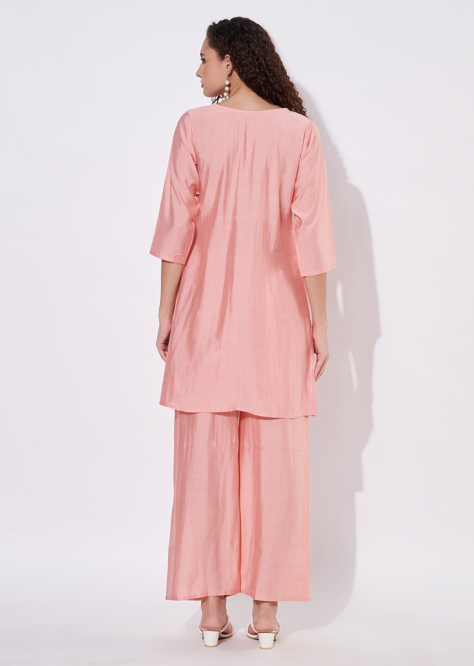 Peach Russian Silk Co-ord Set