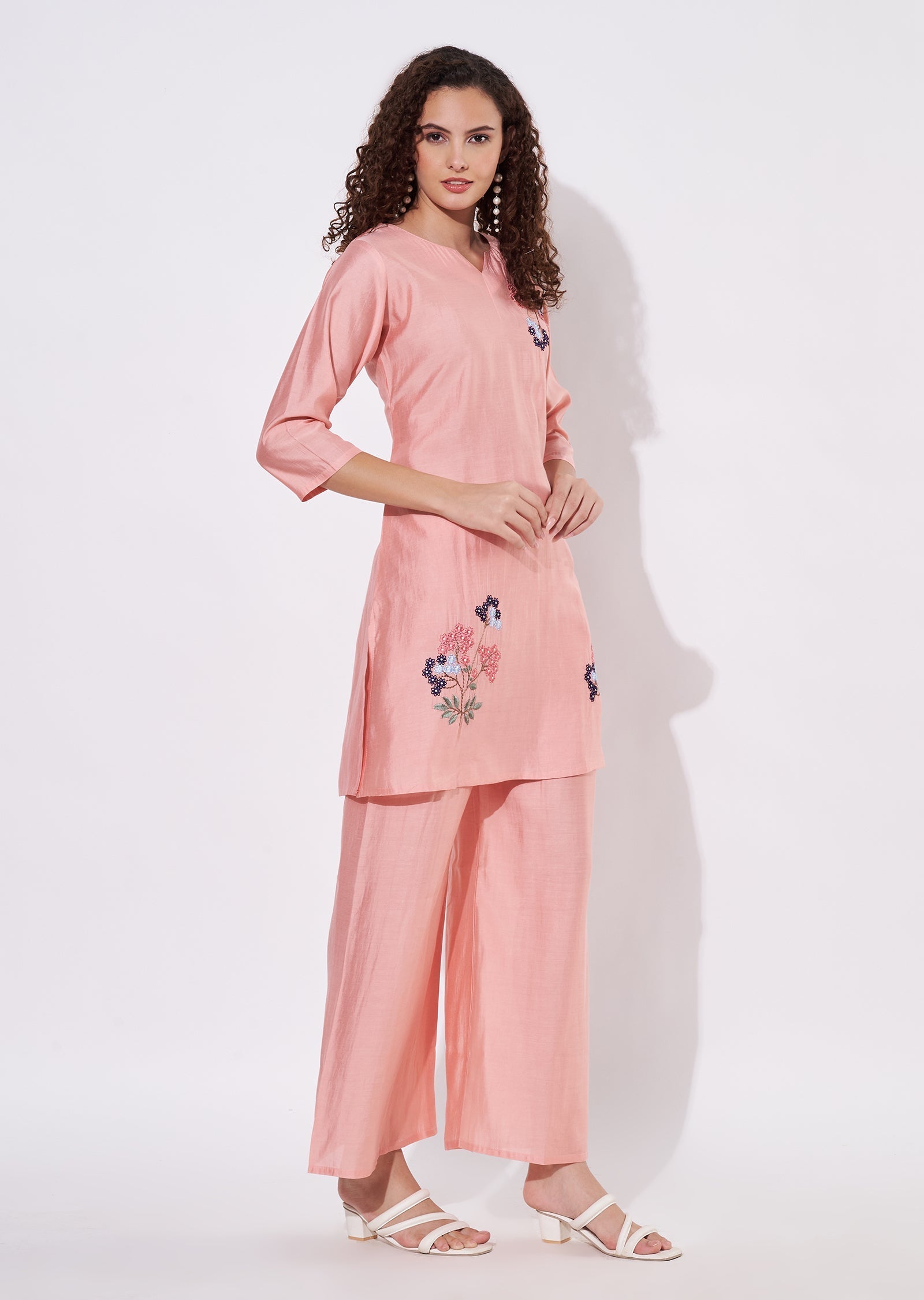 Peach Russian Silk Co-ord Set