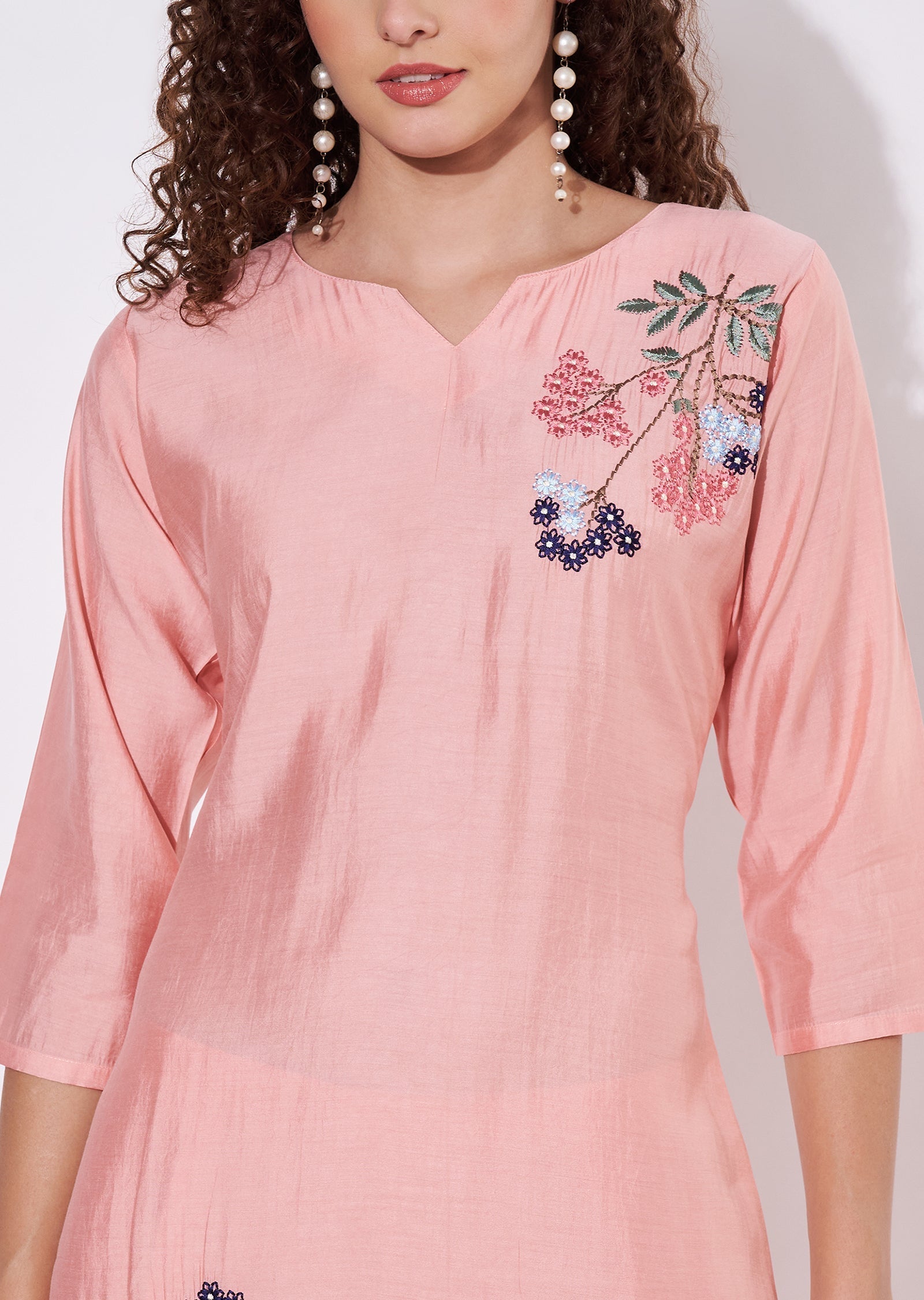 Peach Russian Silk Co-ord Set