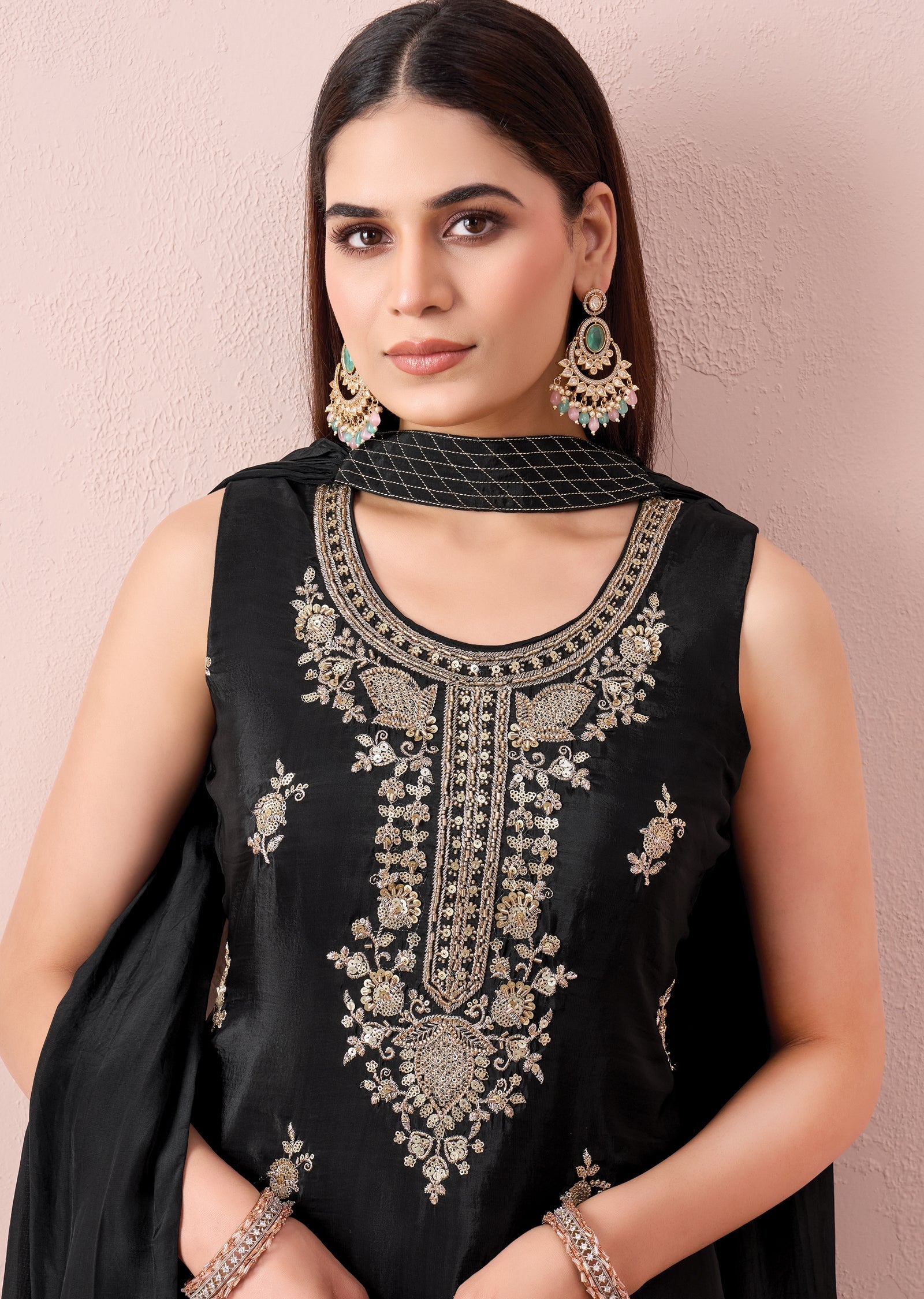 Black Chinnon Sharara set