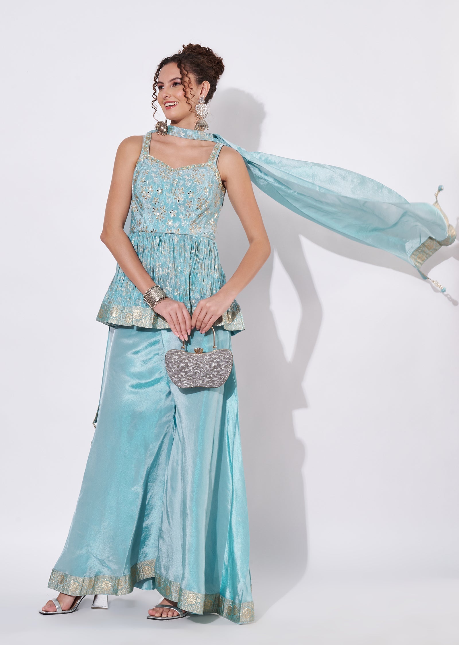 Blus Silk Sharara Set