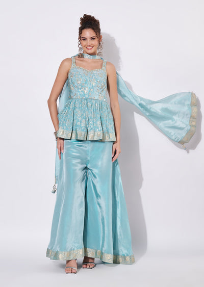Blus Silk Sharara Set