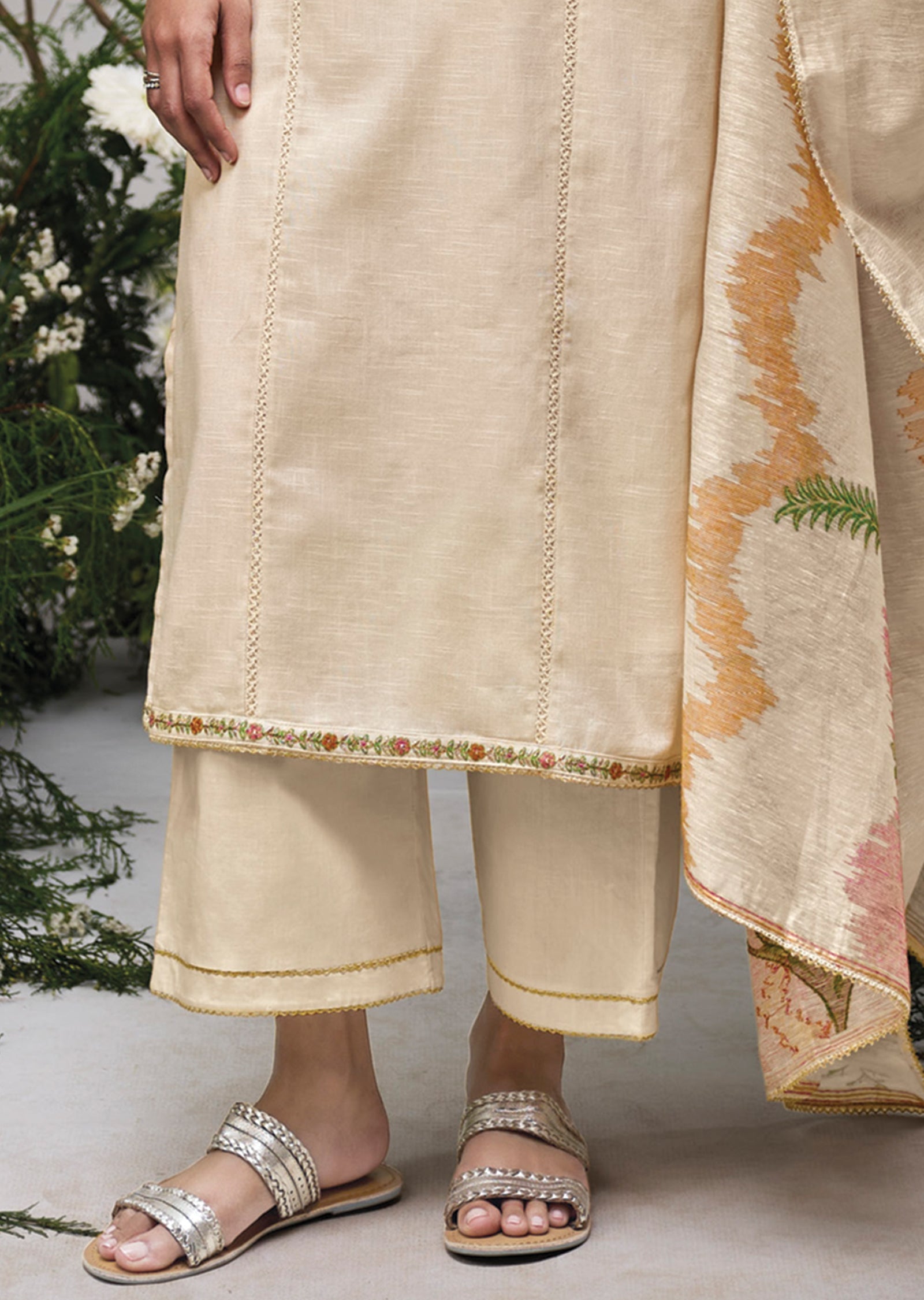 Cream Kota Straight cut Suit