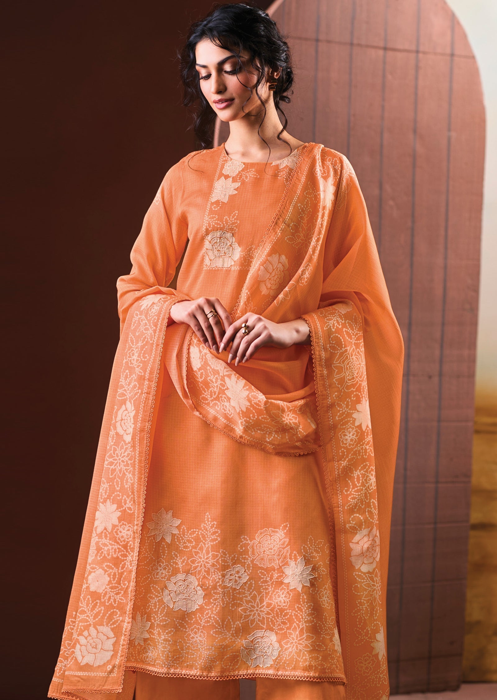 Orange Kota Straight cut Suit