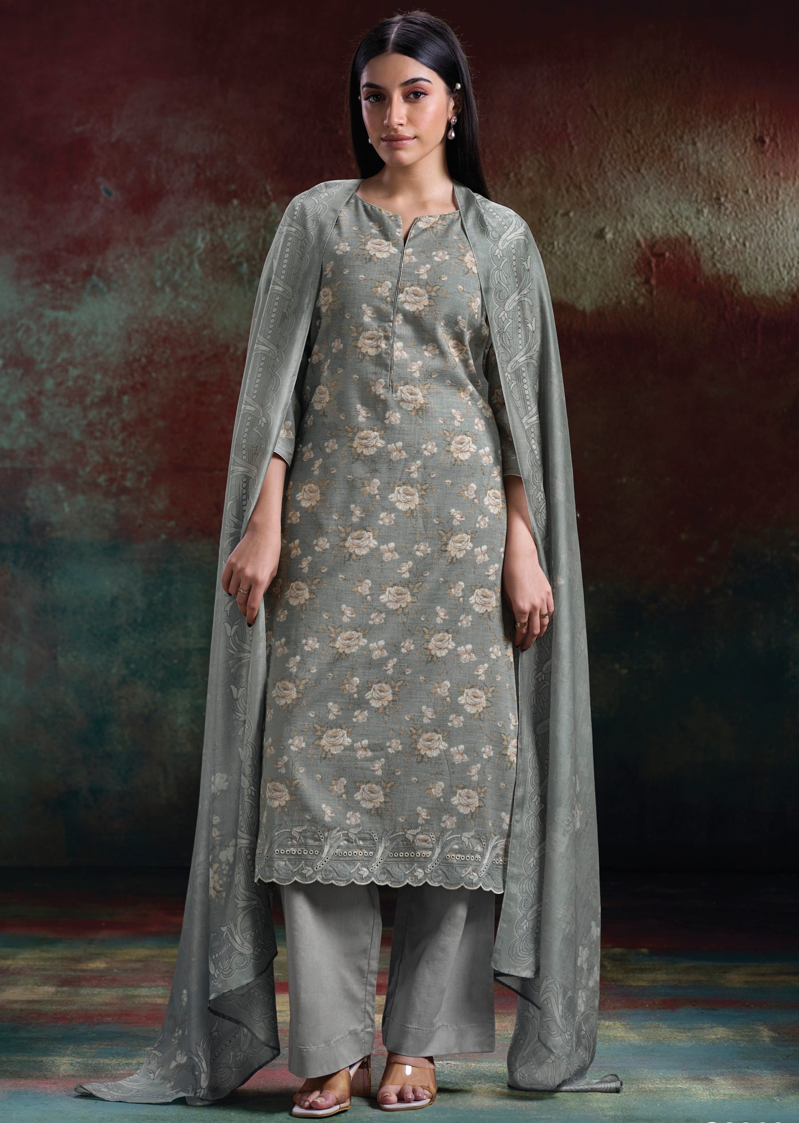 Blue Linen Cotton Straight cut Suit