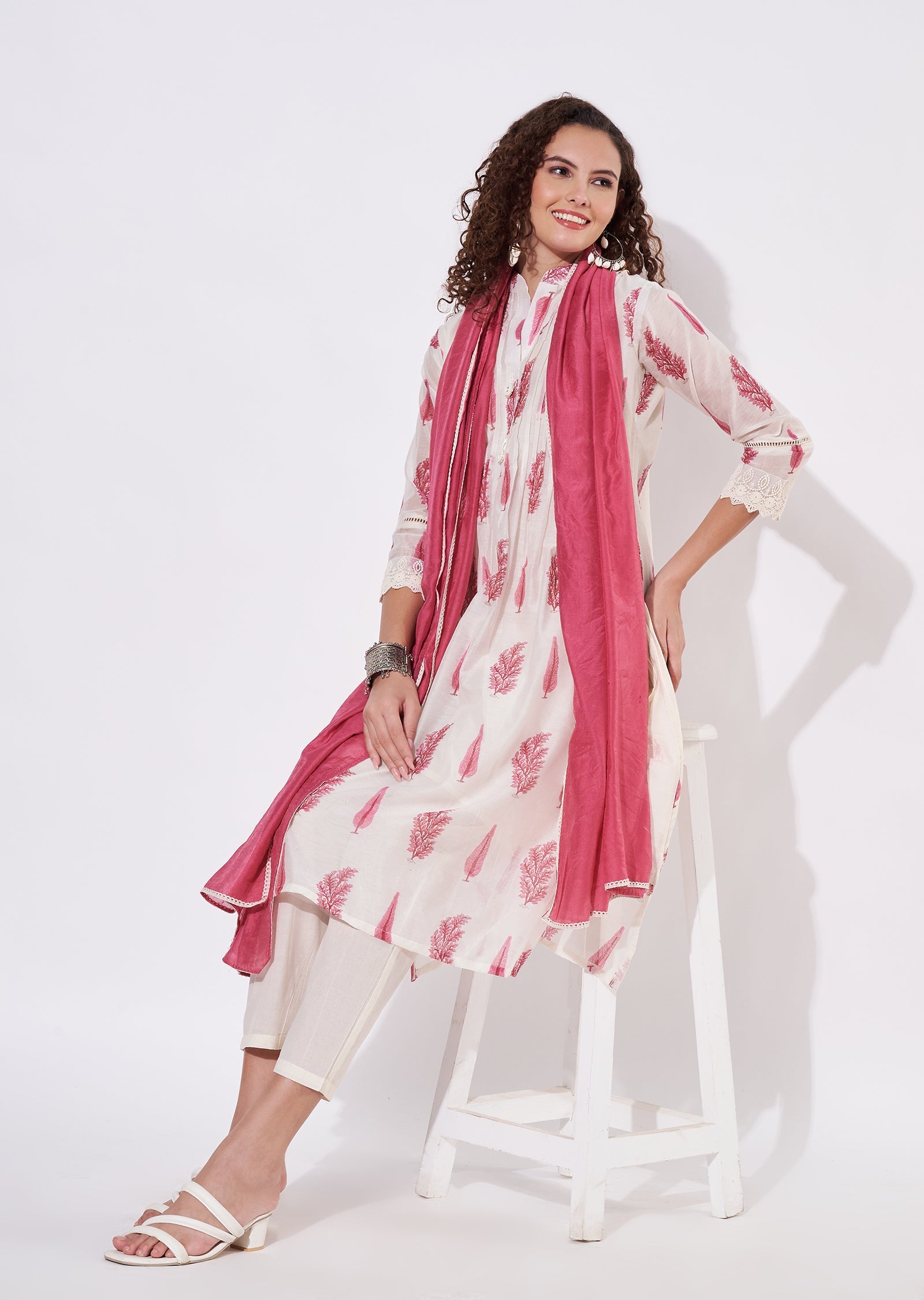 Pink Chanderi Anarkali Suit